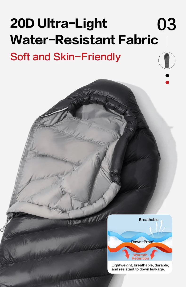 Mobi Garden Winter Warm Sleeping Bag -25 ℃ ~0 ℃   Goose down Thickened 650Fp Mummy Type Outdoor Camping Adult down Sleeping Bag