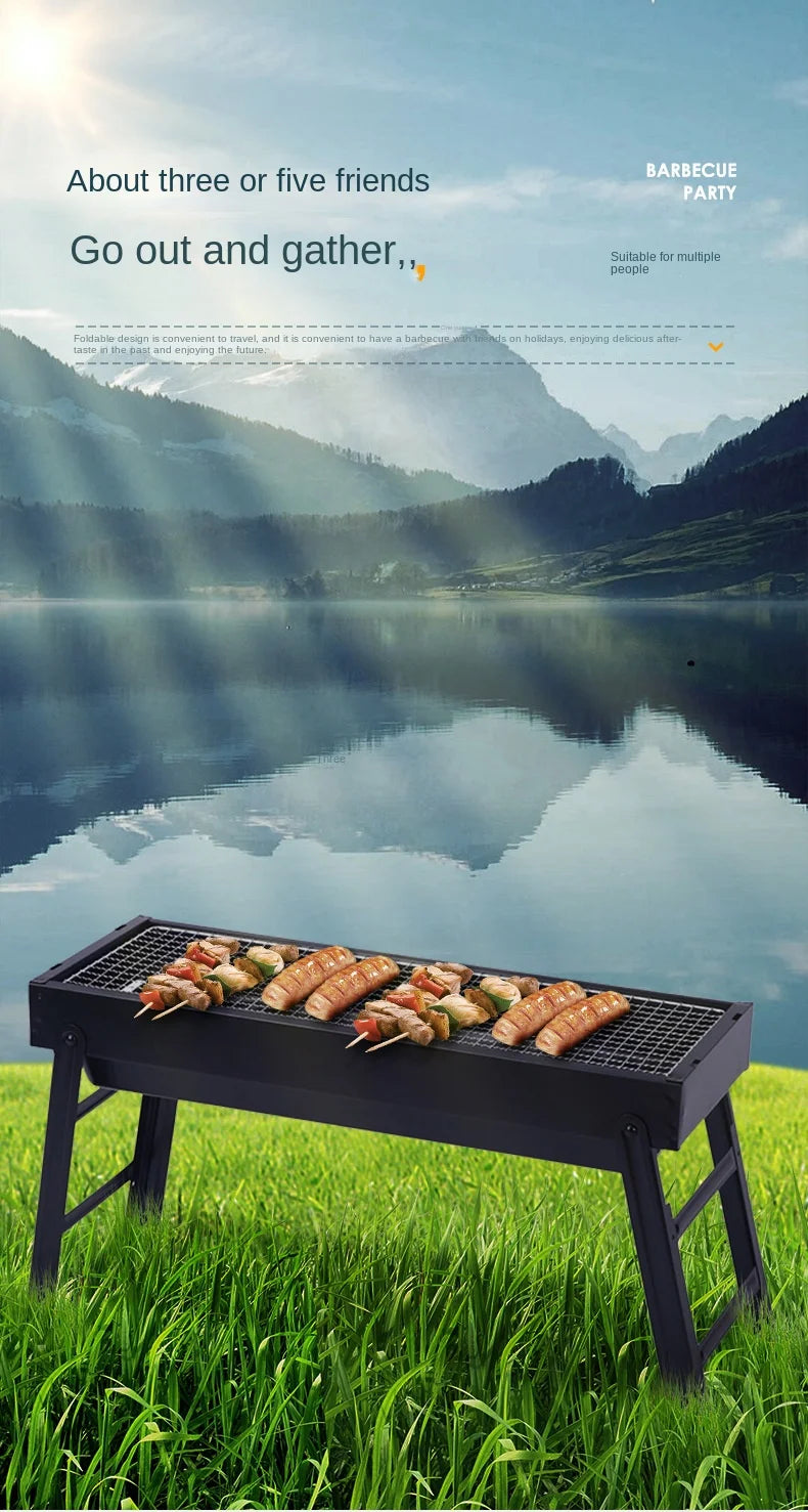 Cycling City Outdoor BBQ Stove Household Folding Grill Mini Barbecue Artifact Portable Charcoal Grill Pull-Out Charcoal Grill