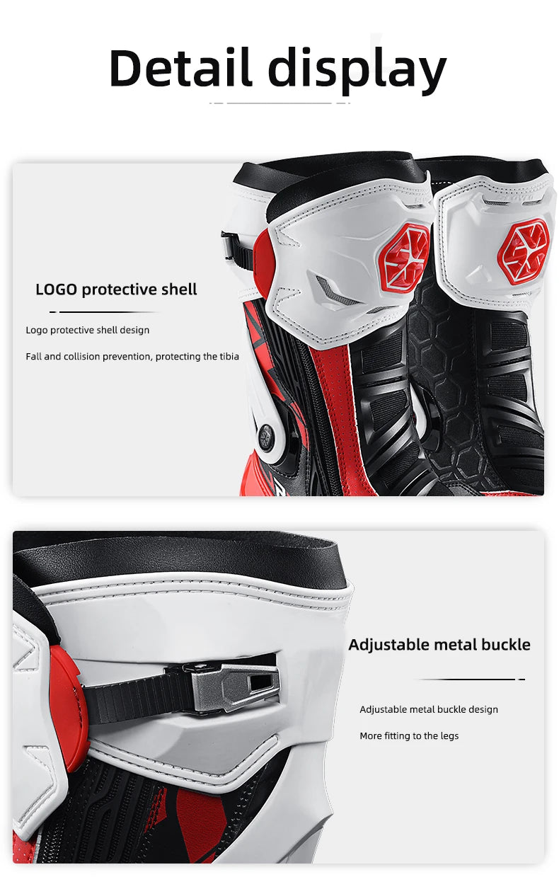 SCOYCO Motorcycle Boots Men Non-slip Anti-fall Professional Motorbike Racing Track Long Boots Mid-Calf Riding Protective Shoes