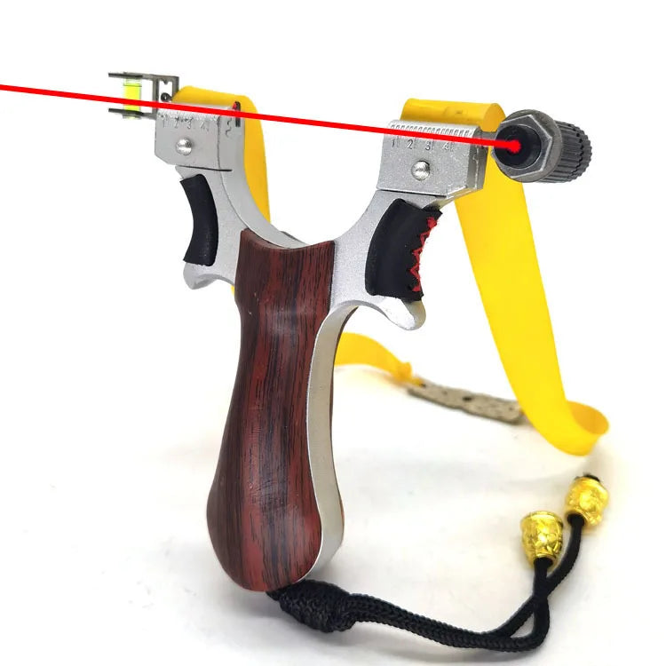 Laser Aiming Slingshot Bow High Quality Precision Flat Rubber Band Slingshot Adult Outdoor Sport Competitive Powerful Catapult