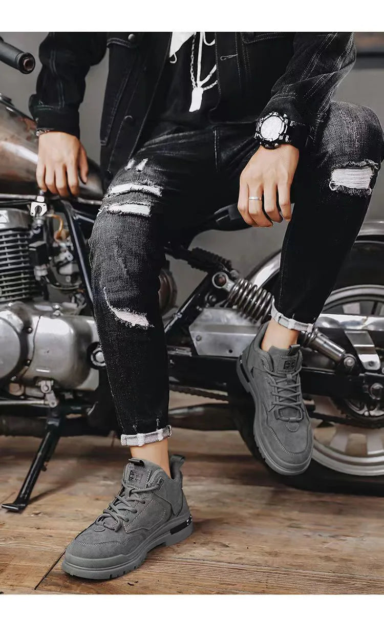 Men's Boots Mens Luxurious Design Casual Shoes Mens Motorcycle Boots Men's Waterproof and Wear-resistant Work Shoes