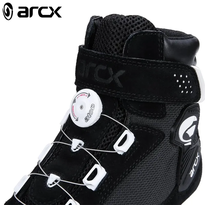 ARCX Black Motorcycle Protective Boots Men's Shoes Summer Breathable Knob Adjustment Design Anti-fall Durable Riding Equipment