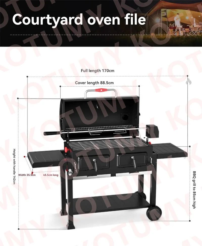 Stainless Steel Tabletop Charcoal Grill with Barbecue Grill Potable Charcoal Grill in Cooking Area Outdoor Camping