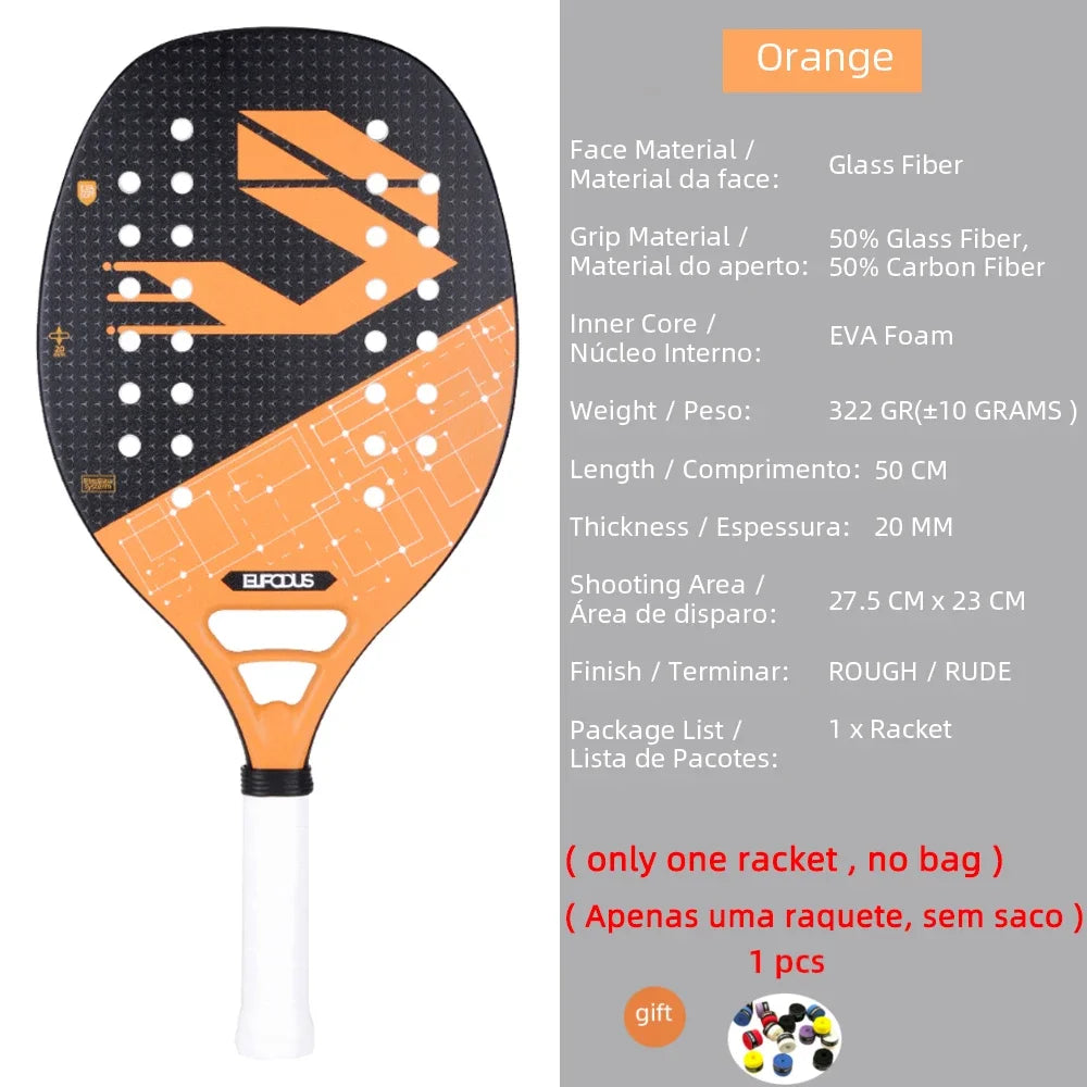 New 18K 12K 3K Full Carbon and Glass Fiber Beach Tennis Racket Matte Face Tennis Racquet