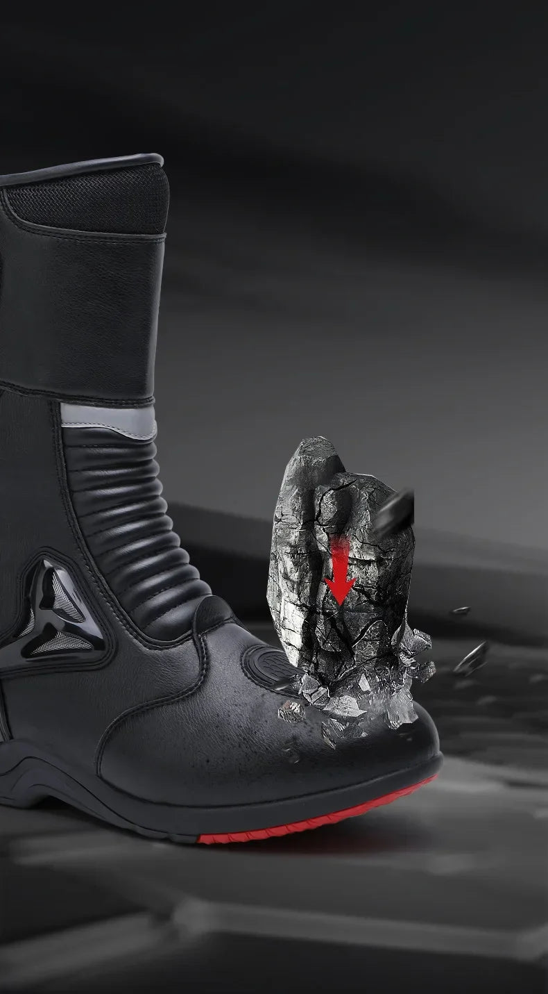 Motorcycle Boots for Men Women Riding Mid-Calf Ankle Protective Shoes Racing Long Boot Anti Slip Waterproof Moto Equipment