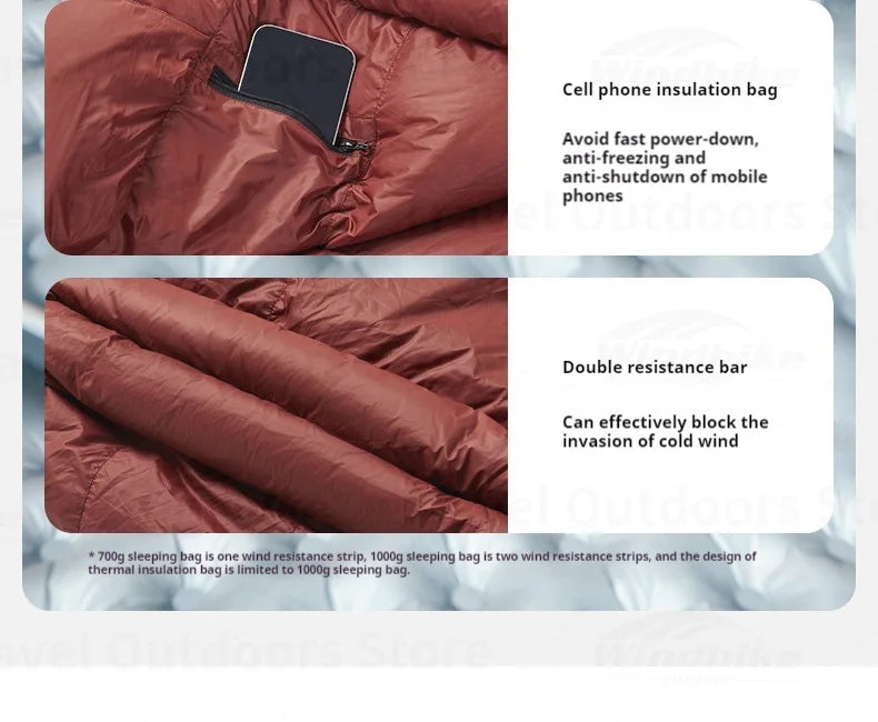 Naturehike Snowbird New Sleeping Bag Winter Duck Down Sleeping Bag Ultralight Camping Sleeping Bag Mummy 650FP Warm -10.8~3.8℃