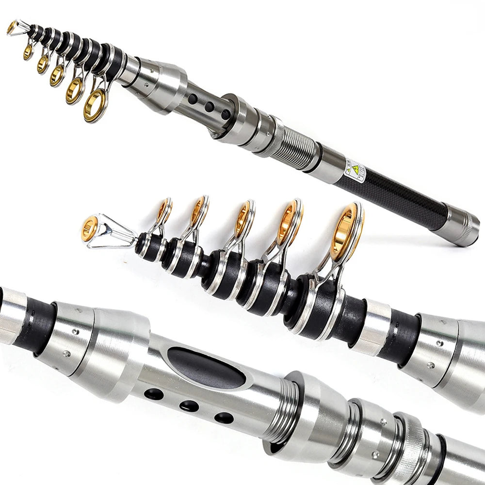 SEA ROD+REEL FISHING Telescopic Fishing Rods Spinning Portable Travel Reels Seat Pole 1.5M 1.8M 2.1M 2.4M Trout Fishing Kit