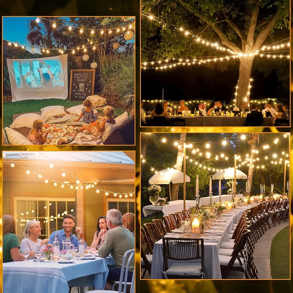 Outdoor Solar LED Garland Waterproof String Lights with Digital Display Remote Control 25-98ft Decorative Garden Lighting