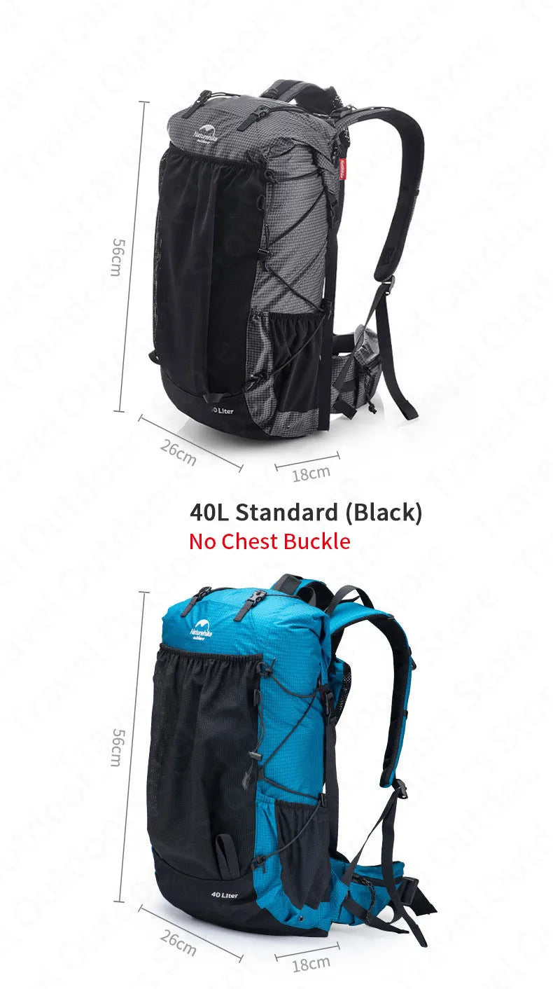 Naturehike Camping Backpack 40/60L + 5L Ultralight Hiking Outdoor Mountaineering Waterproof Travel Climbing Bag With Rain Cover