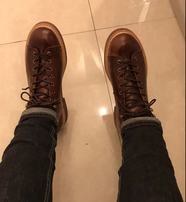 Mens British Wind Retro Boots Motorcycle Short Boots Men's Leather Boot Casual Work Shoes Men Women's Tide Chelsea Boots