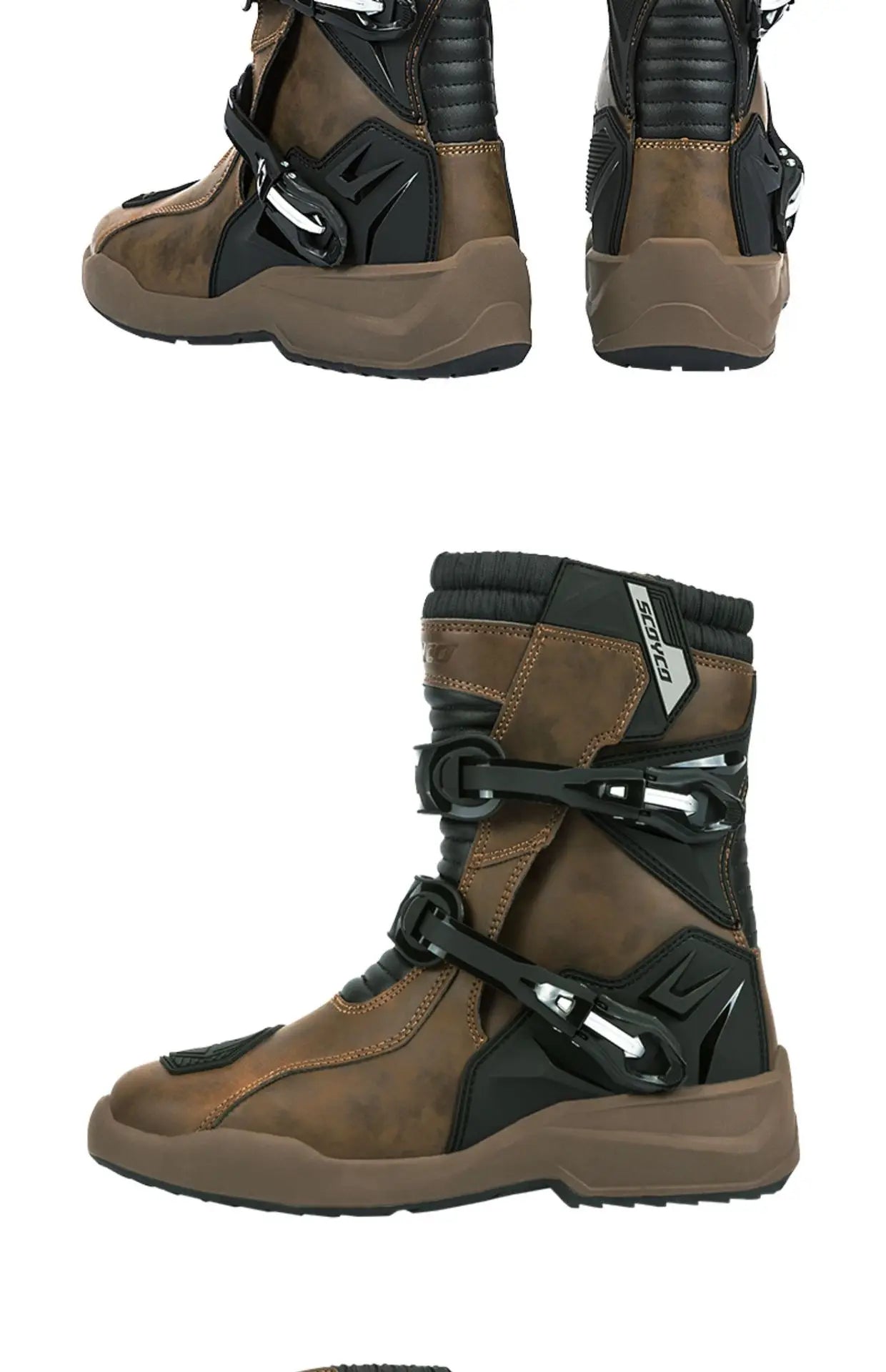 Scoyco Motorcycle Boots Wear-resistant Men's Biker Boots Anti-slip Motorcycle Boots Enduro Waterproof Leather Motocross Boots