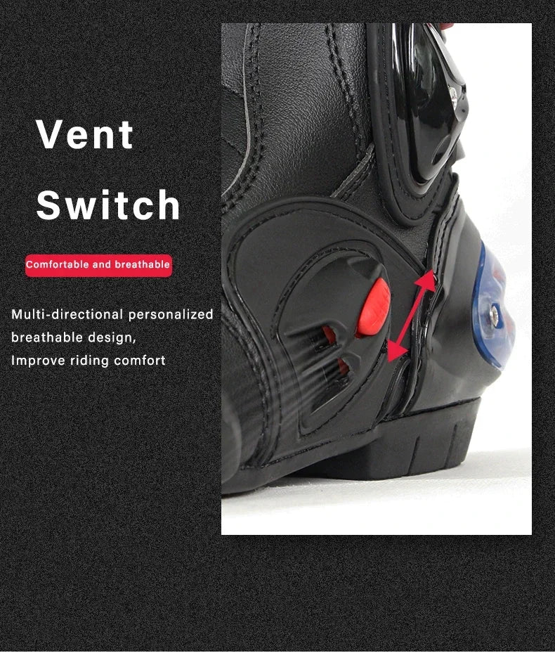 Riding Tribe Men Leather Motorcycle Boots Moto Ridding Racing Motocross Off-Road dirt bike Motorbike Shoes Botas Motor Boot