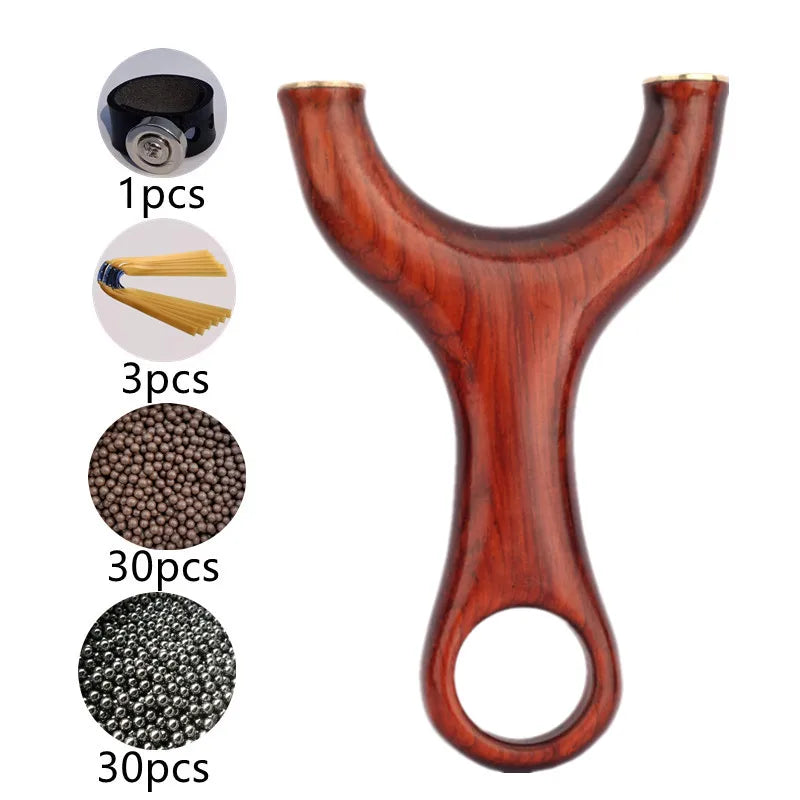 High Quality Solid Wood Slingshot Copper Support Head Design Sling Hunting Shot Catapult Set Outdoor Shooting Entertainment Tool