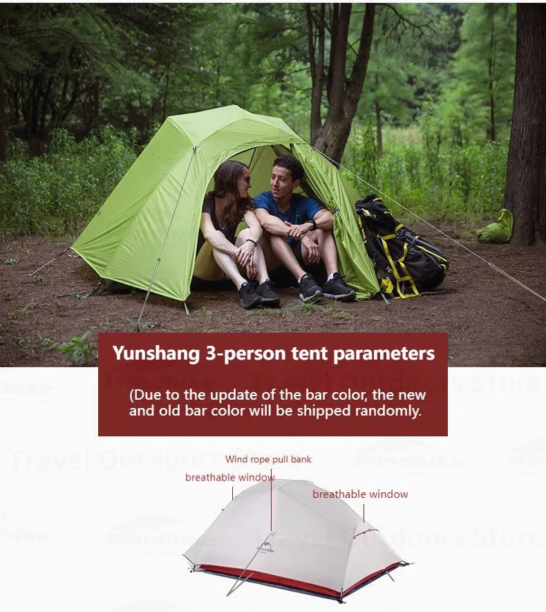 Naturehike Cloud Up 1 2 3 Tent Outdoor Camping Waterproof Tent ProfssIonal Glamping Hiking Backpacking Shelter Tent Portable