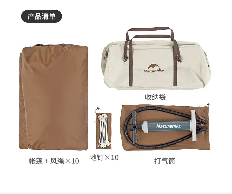 Naturehike-Ango Air Inflatable Tent, Outdoor Camping, Sun Protection, Quickly Open Folding Tent, Large Space, CNH23ZP12002