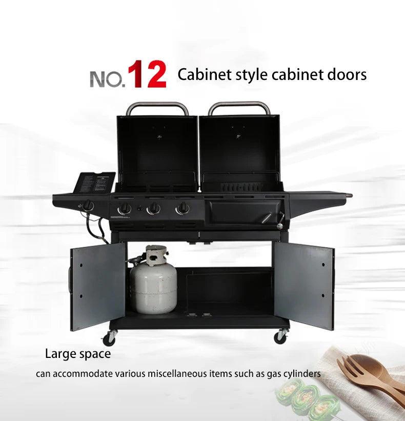 Homemade High Standard Stainless Steel Outdoor Garden High End Auto Ignition 3 Burners Gas Bbq Grill Barbecue BBQ