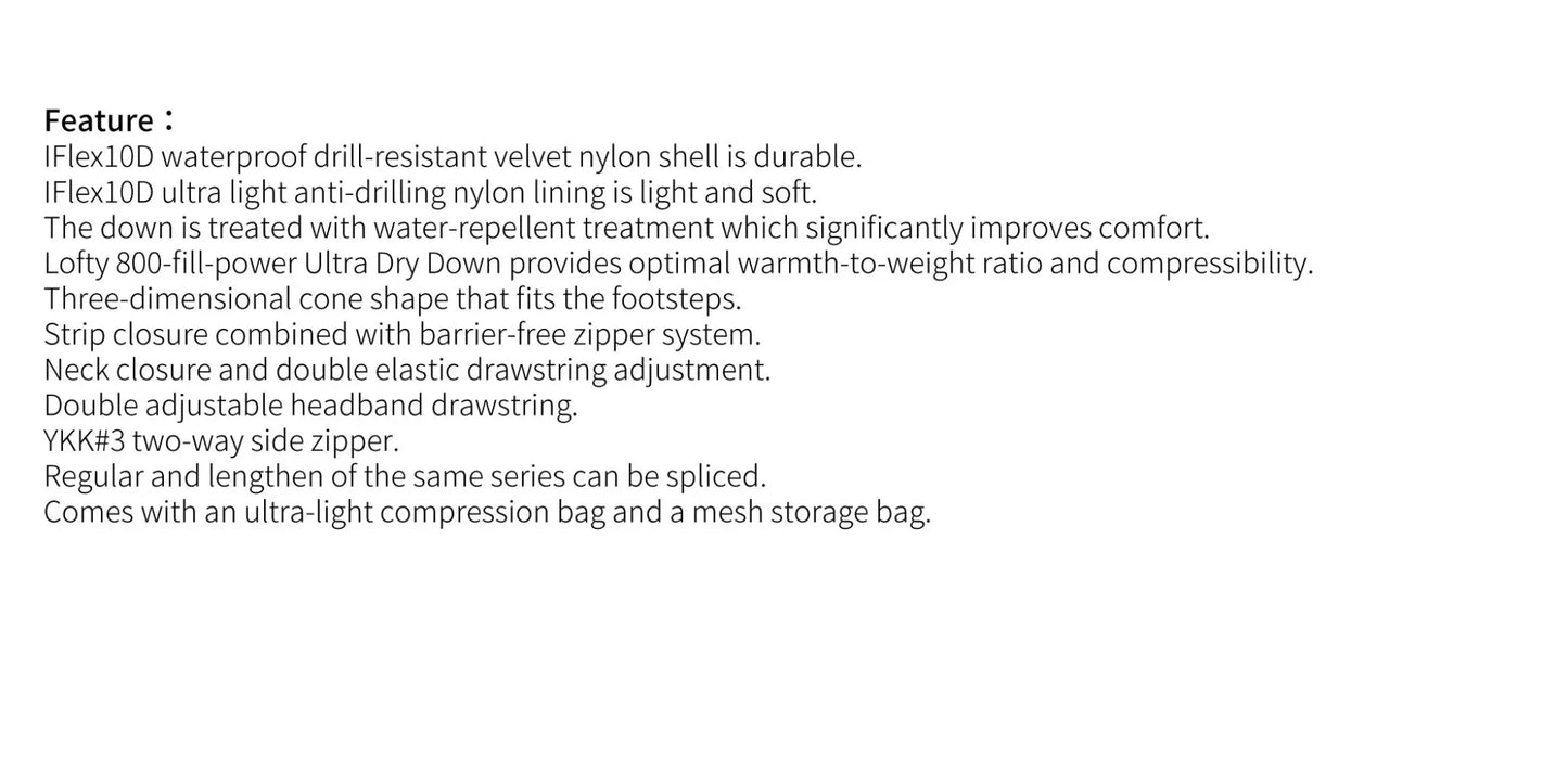AEGISMAX AIR Ultra Dry Down Sleeping Bag Mummy Type Lightweight for Spring ＆ Autumn Outdoor Camping Hiking Tourist 10D 800FP