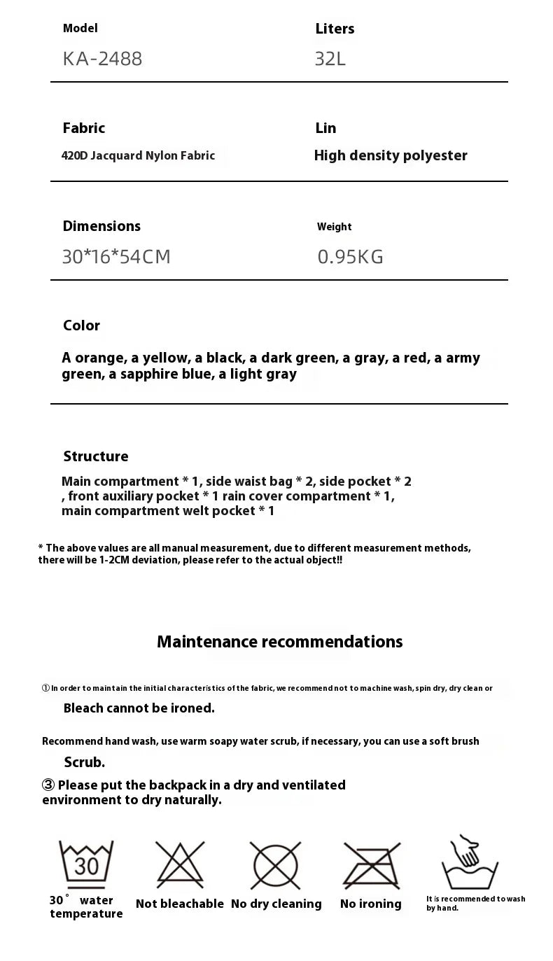 32L Large Capacity Hiking Backpack Lightweight Outdoor Climbing Bag for Men Women, Trekking Camping Mountaineering Bag Aione