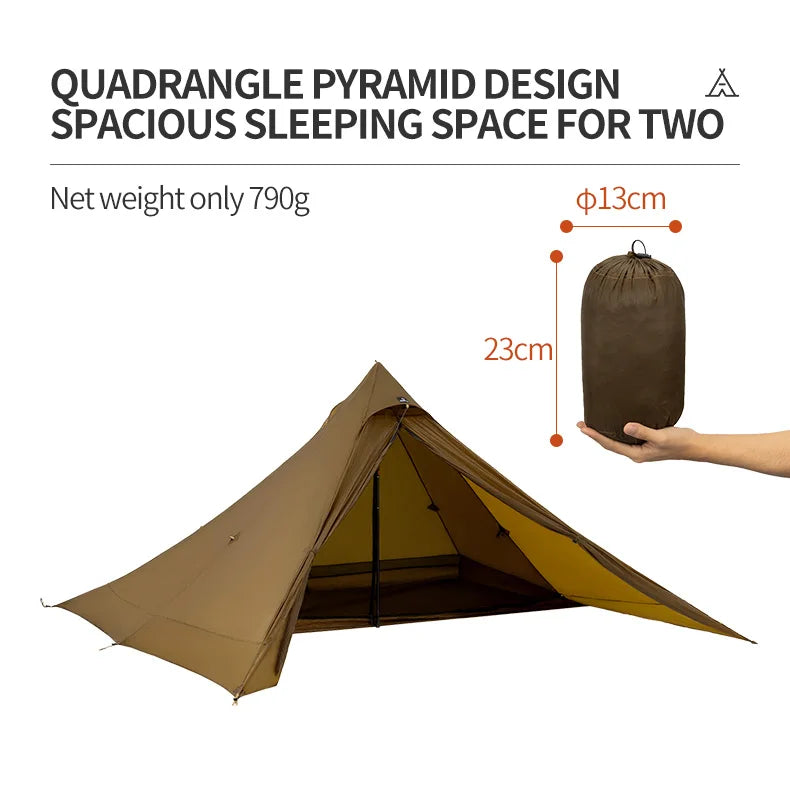 ThousWinds Capricorns 2 Person Trekking Pole Tent Ultralight 15D Ripstop Nylon Hiking Backpack Tent Outdoor Camping Pyramid Tent
