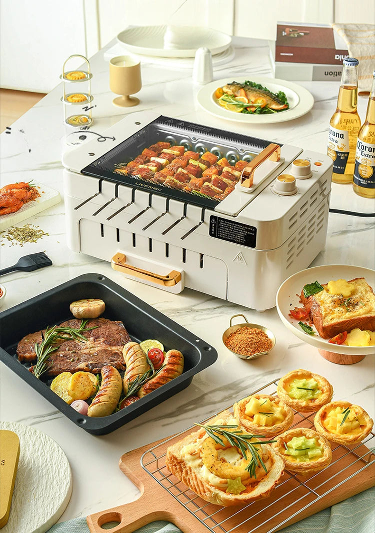 Skewer Barbecue Grill Home Automatic Rotating Multifunctional Indoor Electric Grill Light Smoke Barbecue Machine G-26