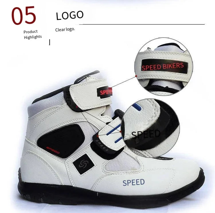 Motorcycle Fall Prevention Boots High Ankle Racing Boots Leather Race Motocross Motorbike Riding Boots Shoes for Women Men Shoe