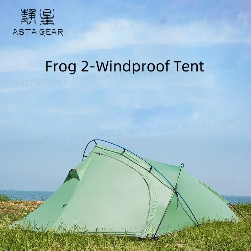 ASTA GEAR Frog2 Windproof Tent Outdoor Camping 2P Silicon Coating Lightweight Tent 10D Nylon Backpack Hiking Windproof Rainproof