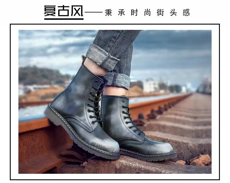 Fashion Men's Boots British Style High Top Casual Sneakers Men Luxury Designer Work Shoes Outdoor Anti slip Motorcycle Boots Mal