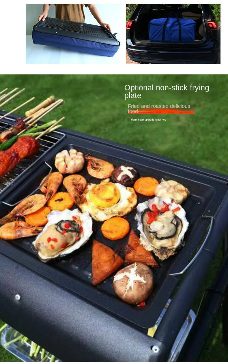 Home Outdoor Multifunctional Portable Barbecue Rack Charcoal Smokeless Barbecue Skewers Thickened Stainless Steel Barbecue Stove