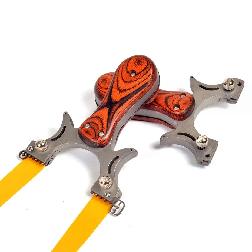 Outdoor Hunting Stainless Steel Wooden Handle Shooting Slingshot Traditional Rubber Band Catapult Slingshot Adult Shooting Game