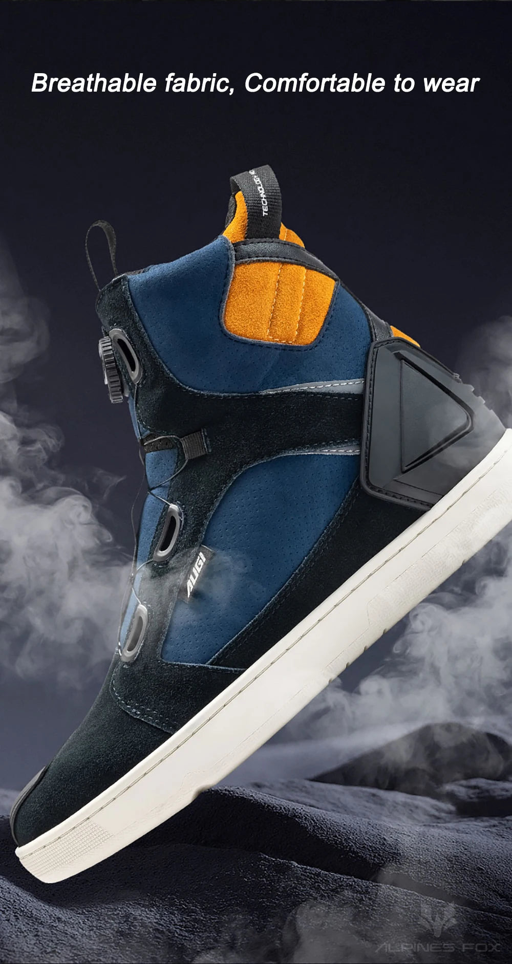 Motorcycle Rider Protective Boots Men Casual Breathable Sports Shoes Rubber Gear Shift Pad Reinforced Toe Motorcycle Sneakers