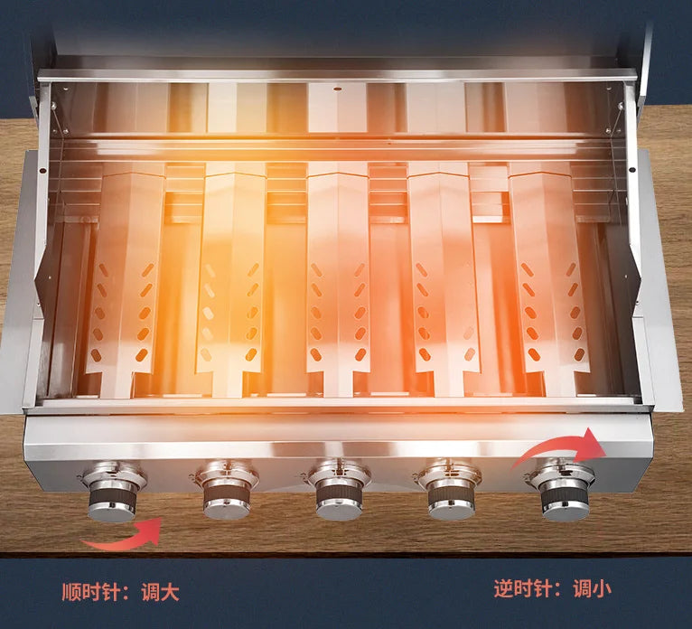 Barbecue Grill Outdoor 4 or 5 Burners Built in Gas BBQ Grill Household Built-in Barbecue Stove