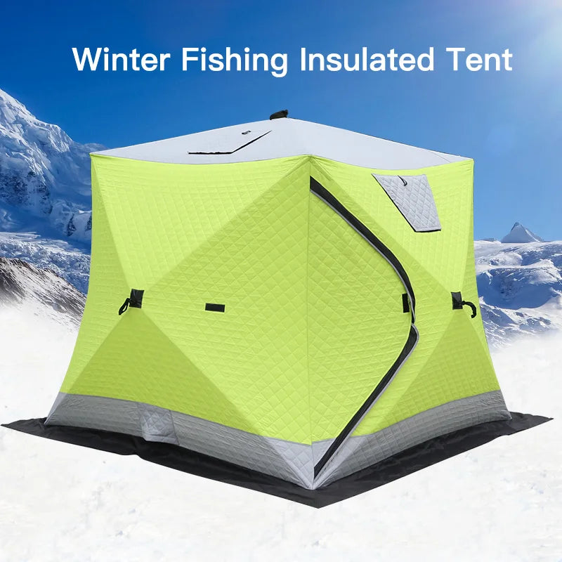 Winter Fishing Tent Ice Fishing Tent Cotton Clip Thick Insulation Windproof Snow Shelter Camping for 2-3 People Pop Up Tent