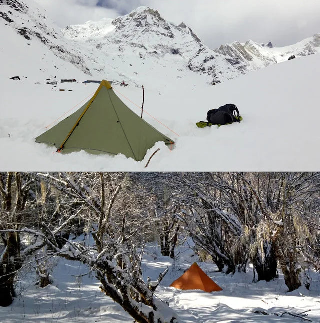 Knot Maya 1P Pyramid Tent Outdoor Ultralight No Pole Tent Camping 20D Nylon Double Silicone Waterproof Hiking Backpack Tent