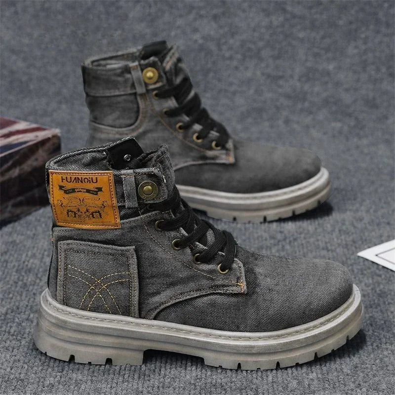 Motorcycle Riding Shoes Retro Canvas Casual Commuter Boots Protective Fall Resistant Wear Boots Riding Shoes Denim Casual Shoes