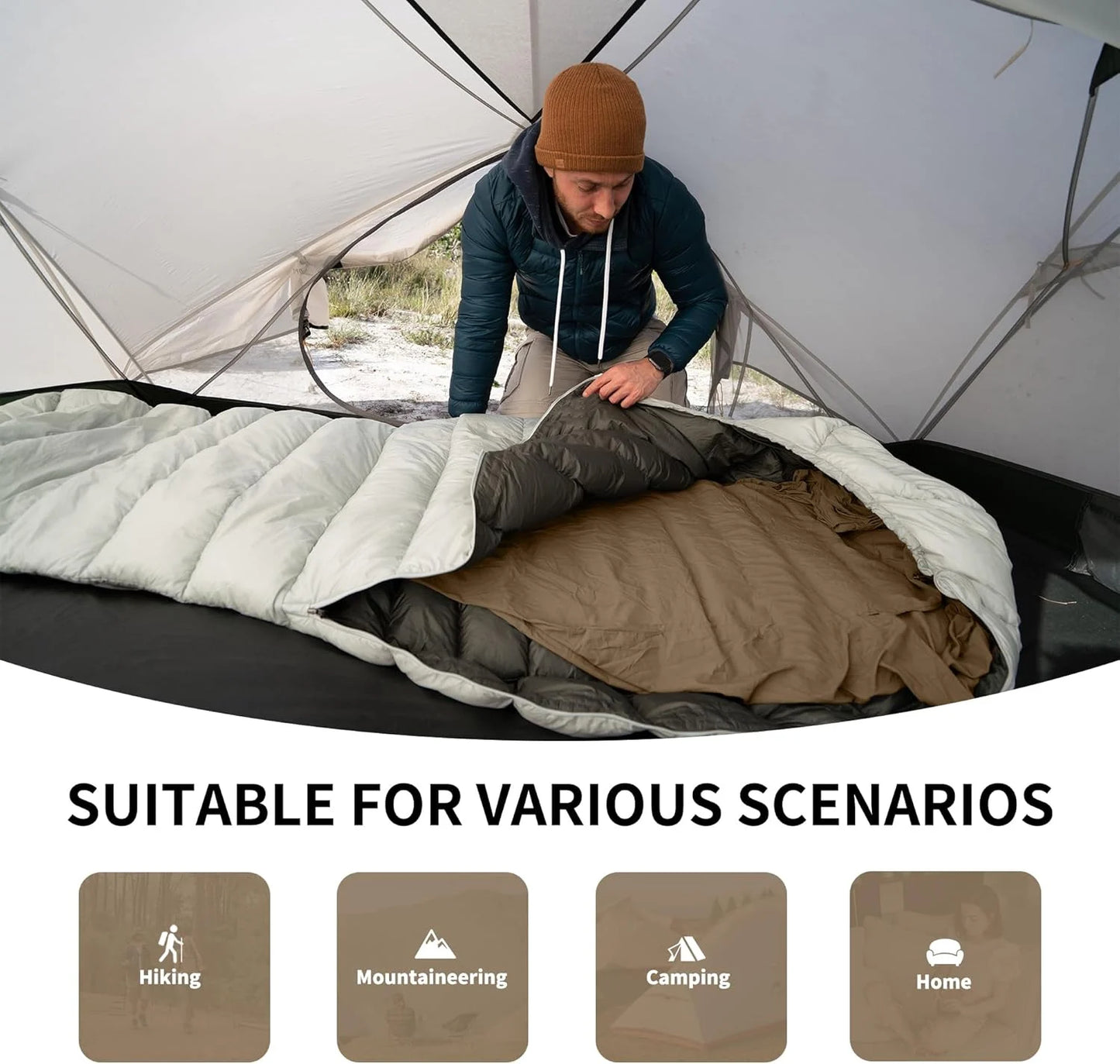 1 PC Ultra Lightweight Washable Sleeping Bag With Lightweight Adult Travel Bed Sheet Lining For Camping Hotels And Youth Travel