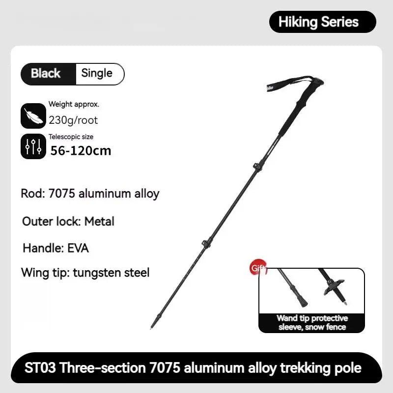 Naturehike ST03 7075 Aluminium Alloy Folding Trekking Pole Walking Stick Climbing Retractable 3 Sections Telescopic Alpenstocks