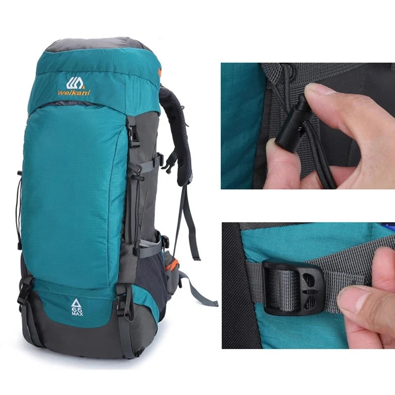 65L Climbing Backpack Large Capacity Outdoor Camping Sports Women Men Waterproof Travel Nature Hike Mountaineering Trekking Bag