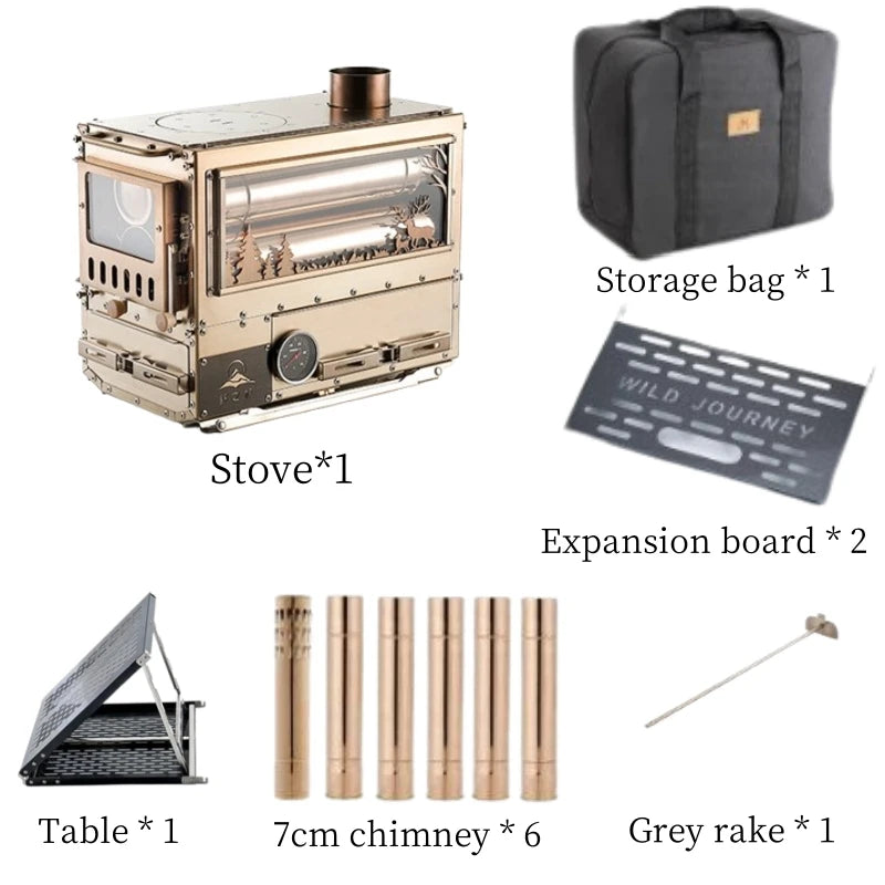 Firewood Stove Tent Heater Wood Furance Pellet Stove Brazier Grill Outdoor Camping Stove Portable Tent Heating Drawer Oven New