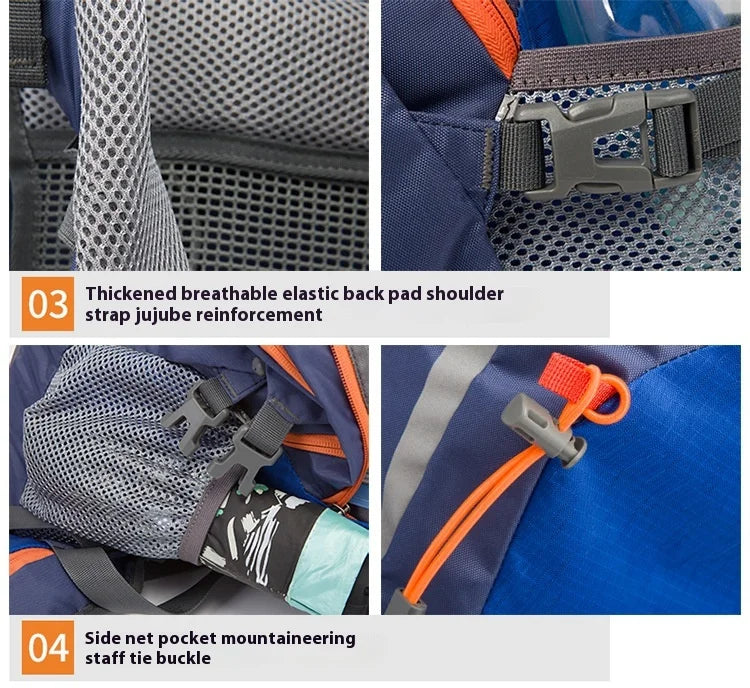 40L Splicing Style Backpack 450D Nylon Travel Bag Men Outdoor Backbag Multifunctional Hiking Mountaineering Backpack
