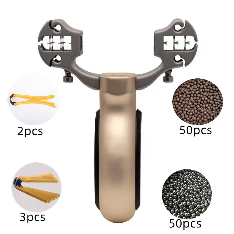 Precision Outdoor Hunting Slingshot Titanium Alloy Adjustable Sight Catapult Round Flat Rubber Band Card Ball Sling Shooting Toy