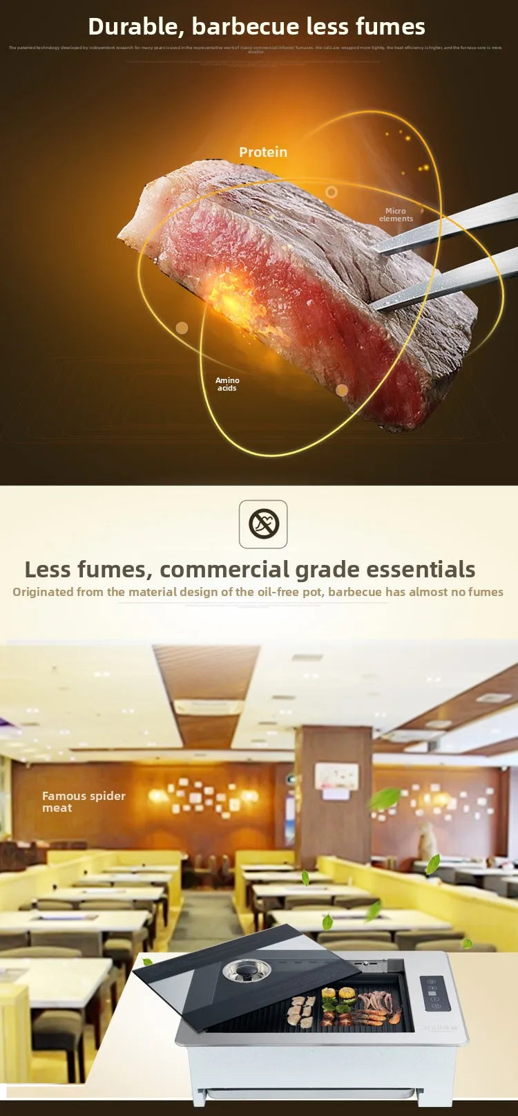 BBQ Grill Commercial 220V Korean Style Smokeless Square Stainless Steel Electric Grill