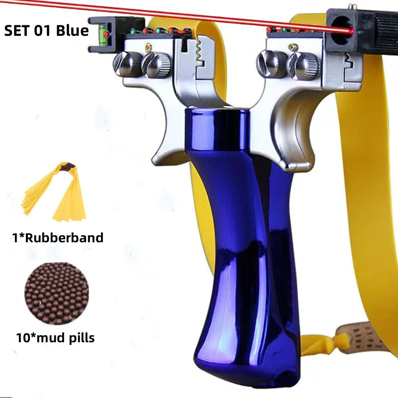 Powerful New Laser Slingshot Upgrade Outdoor Shooting Catapult Double Screw Quick Pressure Rubber Band Toy Hunting Tools Outdoor