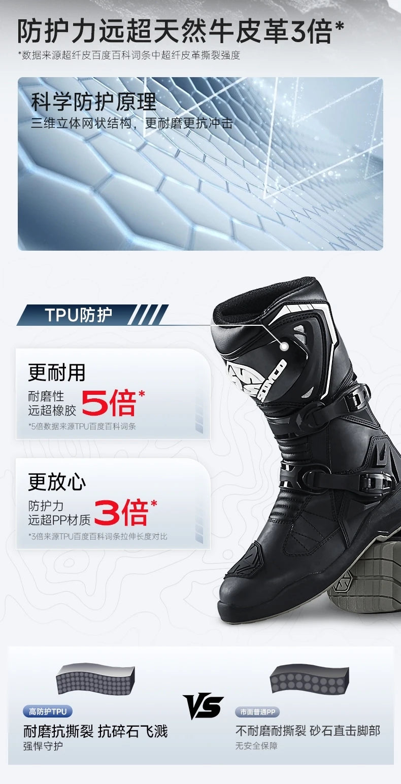 Motorcycle Boots Windproof Waterproof Motocross Boots Anti-Slip Professional Motorbike Shoes For Outdoor Off-Road Rally Riding