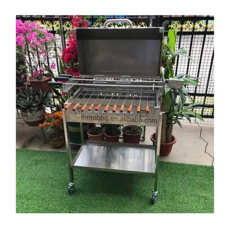 Garden Outdoor Charcoal BBQ Cyprus Rotisserie Grill with Hood
