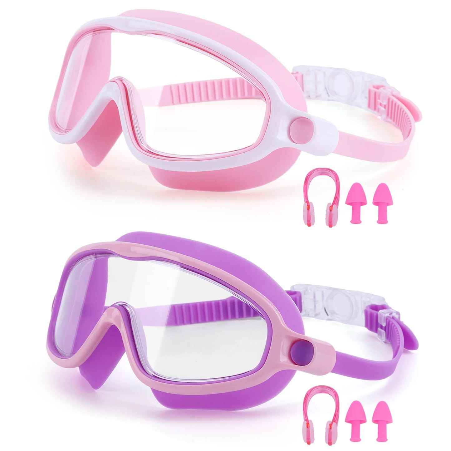 2Pcs Swimming Goggles Anti Fog Transparent Swimming Glasses Leakproof Wide View Swimming Eyewear Professional Swim Equipment