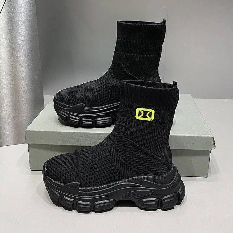 Women's Breathable 2025 Summer Autumn New Style Internet Hot Super Hot Knitted High-Top Casual Athletic Stretch Socks Boots