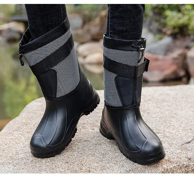 Work Boots for Men Waterproof 2024 Spring New Non-slip Fishing Boots Comfortable Farm Men Boots Winter Plus Cotton Rain Shoes