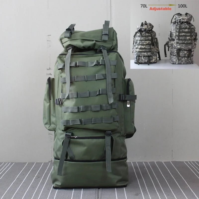 70-100L Outdoor Camping Travel Sports Backpack Military Camo Tactical Bag Large Capacity Waterproof Hiking Mountain Climbing Bag