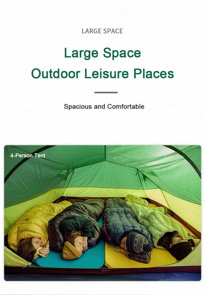 Naturehike-Ultralight Opalus Tunnel Double Tent, Outdoor Camping, Hiking, 2, 3, 4 Persons