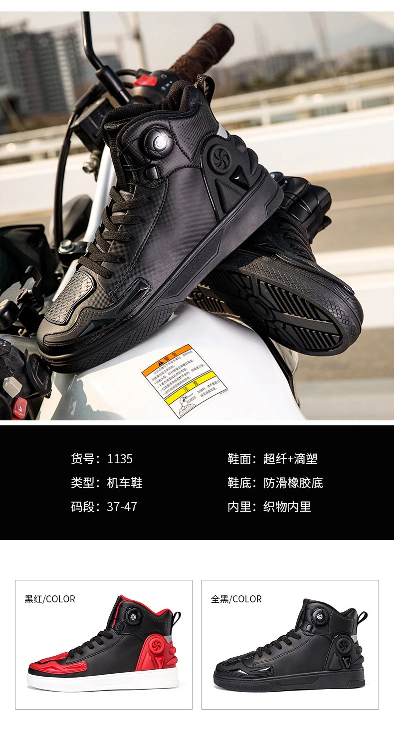 New Men's Motorcycle Shoes Outdoor Breathable Waterproof Men Motorcycle Boots Motos and Bike Riding Ankle Boot Motocross Shoes